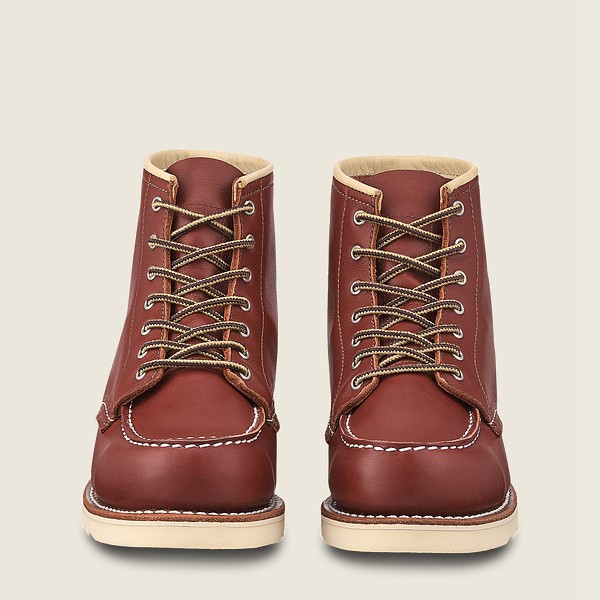 Red Wing Heritage Boots Womens Burgundy - 6-inch Classic Moc - Short Atanado Leather - 2841376-VZ